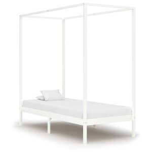 vidaXL Rama ł&oacute;żka z baldachimem, biel, lite drewno sosnowe, 100x200 cm