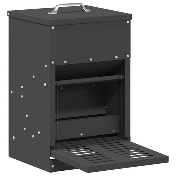 vidaXL Karmnik na pedały dla kur Czarny 25 x 42 x 40 cm