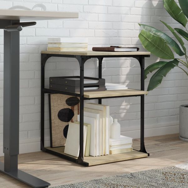 vidaXL Stojak na drukarkę, 3-poziomowy, dąb sonoma, 43x48x64 cm