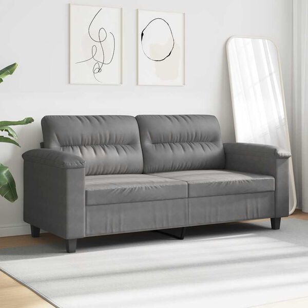 vidaXL Sofa 2-osobowa, ciemnoszary, 140 cm, tapicerowana mikrofibrą