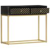 vidaXL Stolik typu konsola, czarno-złoty, 90x30x75 cm, drewno mango