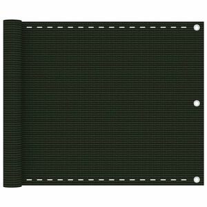 vidaXL Parawan balkonowy, ciemnozielony, 75x500 cm, HDPE