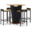 vidaXL 5-cz. zestaw mebli ogrodowych, czarny, polirattan i akacja