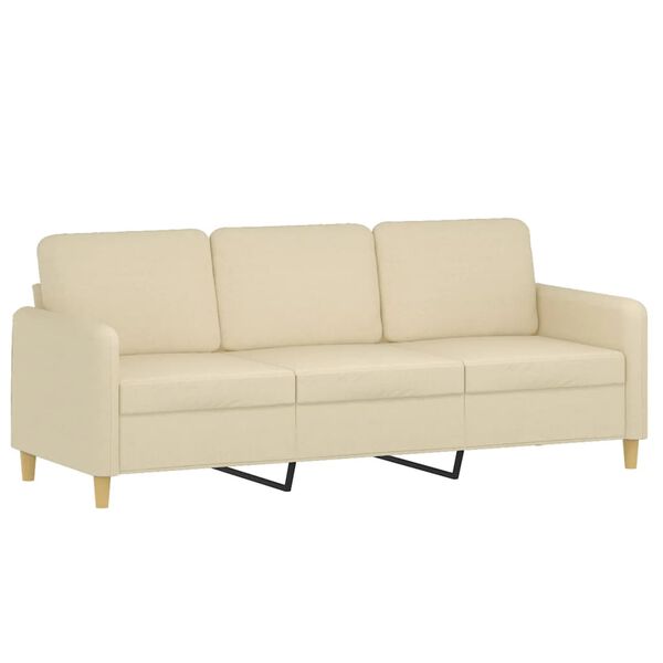 vidaXL 3-osobowa sofa z poduszkami, kremowa, 180 cm, tkanina