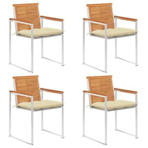 vidaXL Krzesła ogrodowe z poduszkami, 4 szt., lite drewno akacjowe