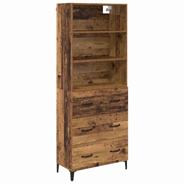vidaXL Highboard z szufladą Stare drewno 69,5 x 34 x 180 cm