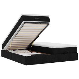 vidaXL Rama ł&oacute;żka otomana z materacami, czarna, 200x200 cm, tkanina
