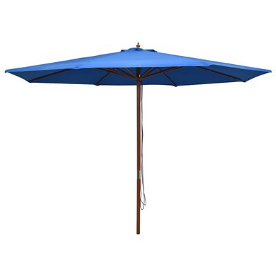 vidaXL Parasol ogrodowy na drewnianym słupku, 350 cm, niebieski
