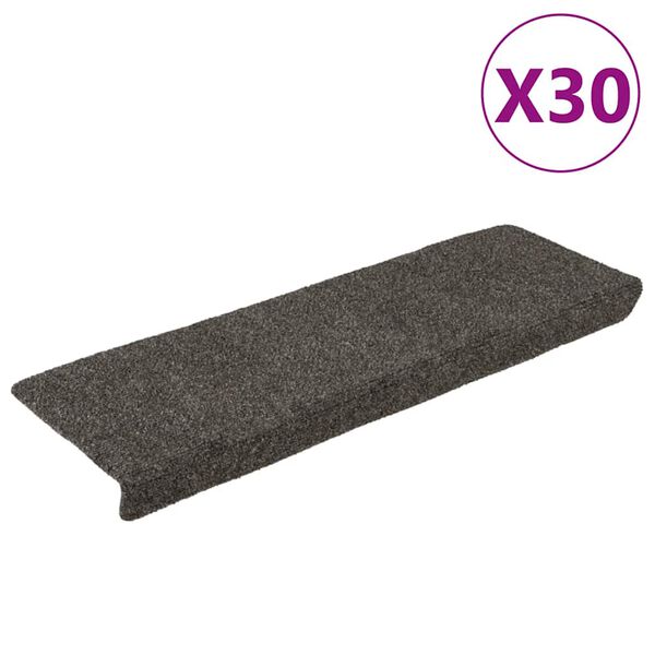 vidaXL Maty na schody samoprzylepne 30 szt. 65x21x4 cm Antracytowe prostokątne krawędzie