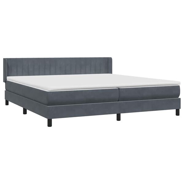 vidaXL Ł&oacute;żko typu Box Spring z materacem Ciemnoszary 180x220cm Aksamit