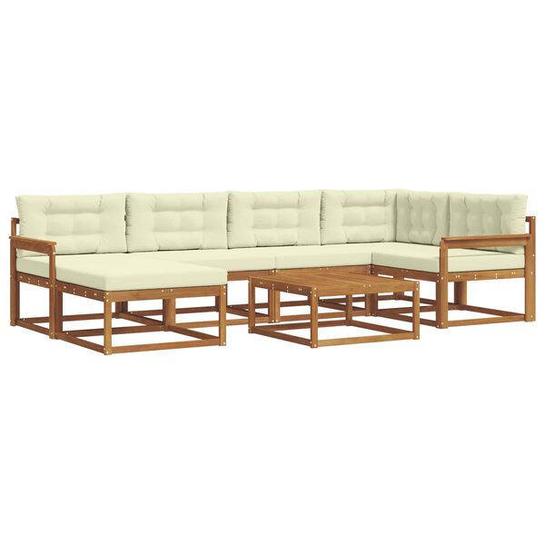 vidaXL Zestaw sof na zewnątrz z poduszką 7 pcs Naturalny i Kremowy