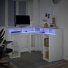 vidaXL Biurko z podświetleniem LED, białe, 130x130x91 cm