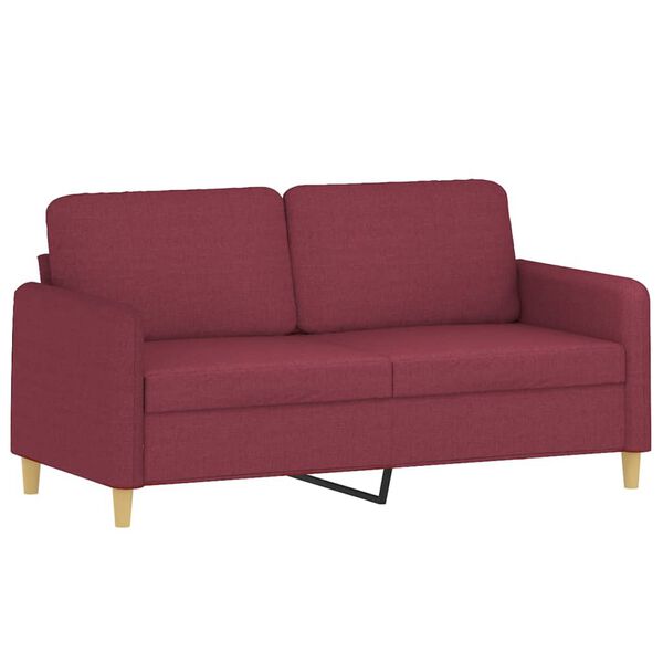 vidaXL Sofa 2-osobowa, winna czerwień, 140 cm, tapicerowana tkaniną