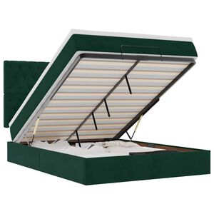 vidaXL Rama ł&oacute;żka otomana z materacami, zielona, 140x190 cm, aksamit