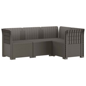 vidaXL Ogr&oacute;d Sofa 4-osobowa Wygląd Rattanu PP jasnoszary