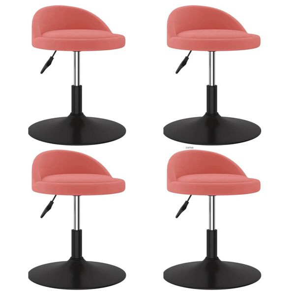 vidaXL Obrotowe krzesła stołowe, 4 szt., r&oacute;żowe, obite aksamitem