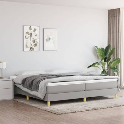 vidaXL Rama łóżka, jasnoszara, 200 x 200 cm, tapicerowana tkaniną