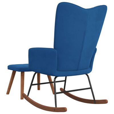 vidaXL Fotel bujany z podnóżkiem, niebieski, obity aksamitem