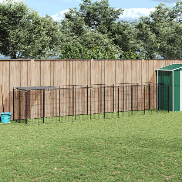 vidaXL Kojec dla psa, czarny, 6,05 m², stalowy
