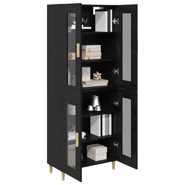 vidaXL Highboard Czarny Dąb 69,5 x 34 x 180 cm Materiał drewnopochodny