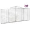 vidaXL Kosze gabionowe, 11 szt, 300x30x120/140cm, galwanizowane żelazo