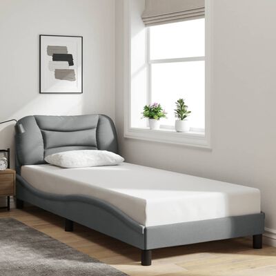 vidaXL Rama łóżka z zagłówkiem, szara, 80x200 cm, tapicerowana tkaniną