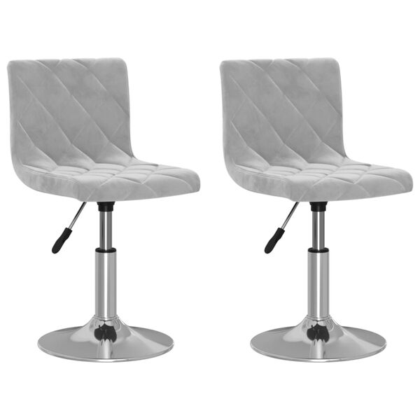 vidaXL Obrotowe krzesła stołowe, 2 szt., jasnoszare, aksamitne