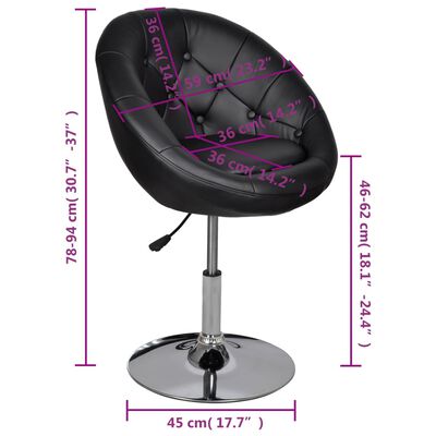 vidaXL Krzesło barowe, czarne, sztuczna skóra