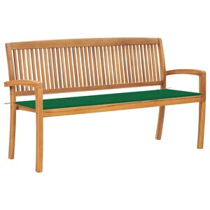 vidaXL Sztaplowana ławka ogrodowa z poduszką, 159 cm, drewno tekowe
