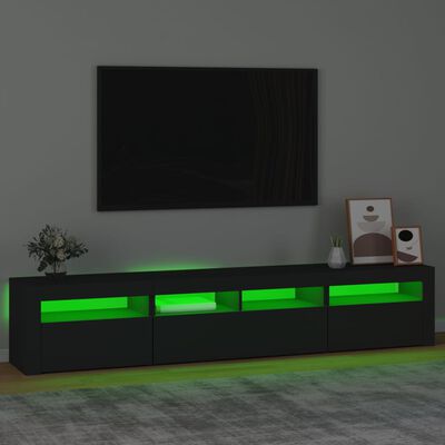 vidaXL Szafka pod TV z oświetleniem LED, czarna, 210x35x40 cm