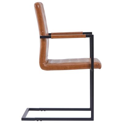 vidaXL Krzesła stołowe, 2 szt., wspornikowe, kolor koniaku, ekoskóra