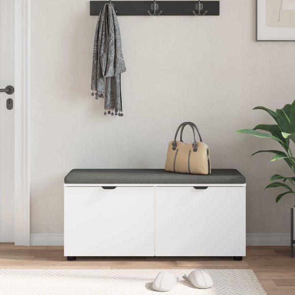 vidaXL Ławka w przedpokoju z poduszką Biały 100 x 38 x 46 cm