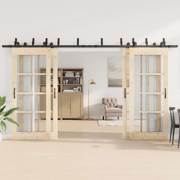 vidaXL System do montażu drzwi przesuwnych, 400 cm, stal, czarny