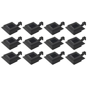 vidaXL Lampy solarne LED do ogrodu, 12 szt., kwadratowe, 12 cm, czarne