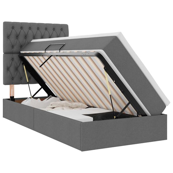 vidaXL Ł&oacute;żko z miejscem na przechowywanie i materacem 90 x 190 cm