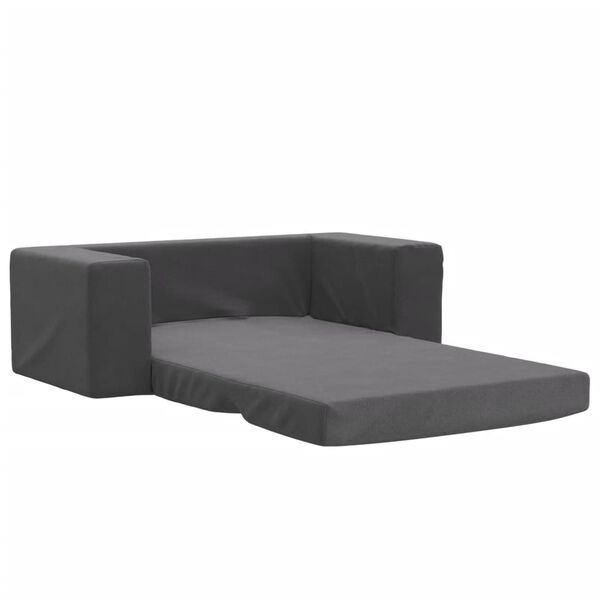 vidaXL 2-os. sofa dla dzieci, rozkładana, antracytowa, miękki plusz