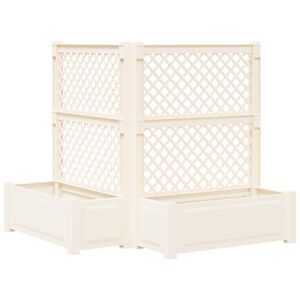 vidaXL Duża doniczka z trelą 2 pcs Biały 143 x 143 x 133,5 cm PP