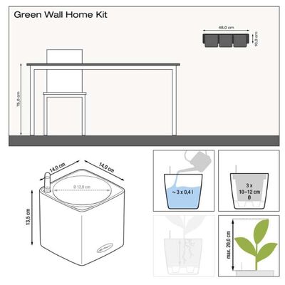 LECHUZA Donice Green Wall Home Kit, 3 szt., białe