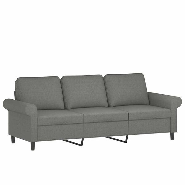 vidaXL 3-osobowa sofa z podn&oacute;żkiem, ciemnoszary, 180 cm, tkaniną