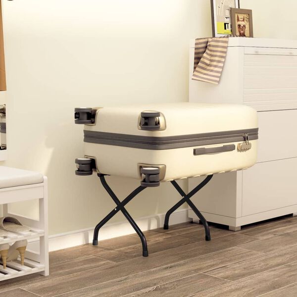 vidaXL Stojak bagażowy z oparciem, czarny, 56x39x52 cm