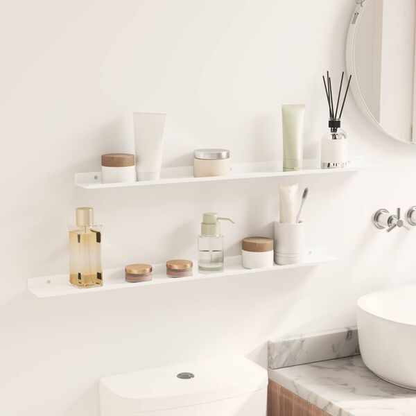 vidaXL P&oacute;łka wisząca 2 pcs Biały 80 x 9 x 2,5 cm Stal