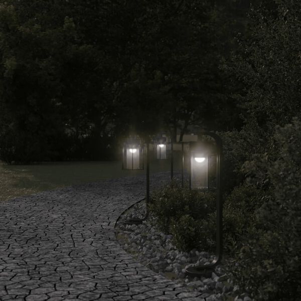 vidaXL Lampy ogrodowe stojące, 3 szt., czarne, 60 cm, stal nierdzewna