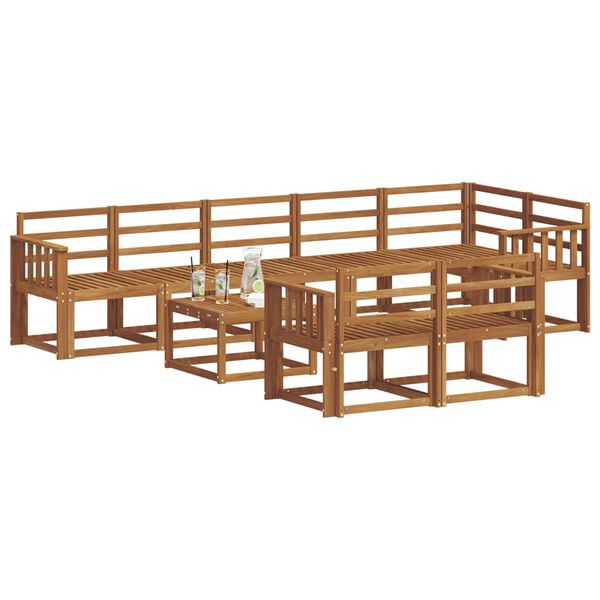 vidaXL Zestaw sof na zewnątrz 9 pcs Naturalny Lite Drewno Akacji