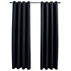 vidaXL Zasłony zaciemniające z k&oacute;łkami 2 szt. Czarny 137x213 cm Tkanina