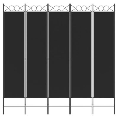 vidaXL Parawan 5-panelowy, czarny, 200x200 cm, tkanina