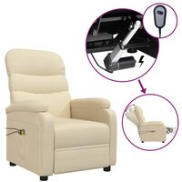 vidaXL Elektryczny fotel masujący, kremowy, tkanina