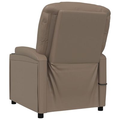 vidaXL Podnoszony fotel masujący, cappuccino, sztuczna skóra