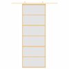 vidaXL Drzwi przesuwne, złote, 76x205 cm, mrożone szkło ESG, aluminium