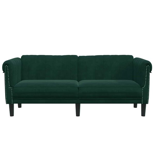 vidaXL Sofa dwuosobowa, ciemnozielona, aksamit