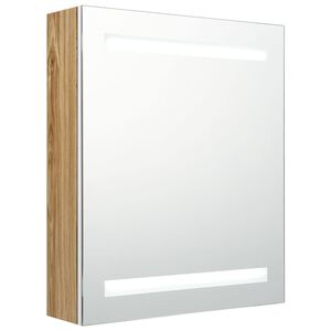 vidaXL Szafka łazienkowa z lustrem i LED, biel i dąb, 50x14x60 cm